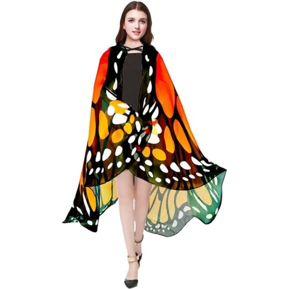 Halloween Butterfly Wings Costume for Womens, Moth Wings Butterfly Cape Adult - Picture 7 of 8
